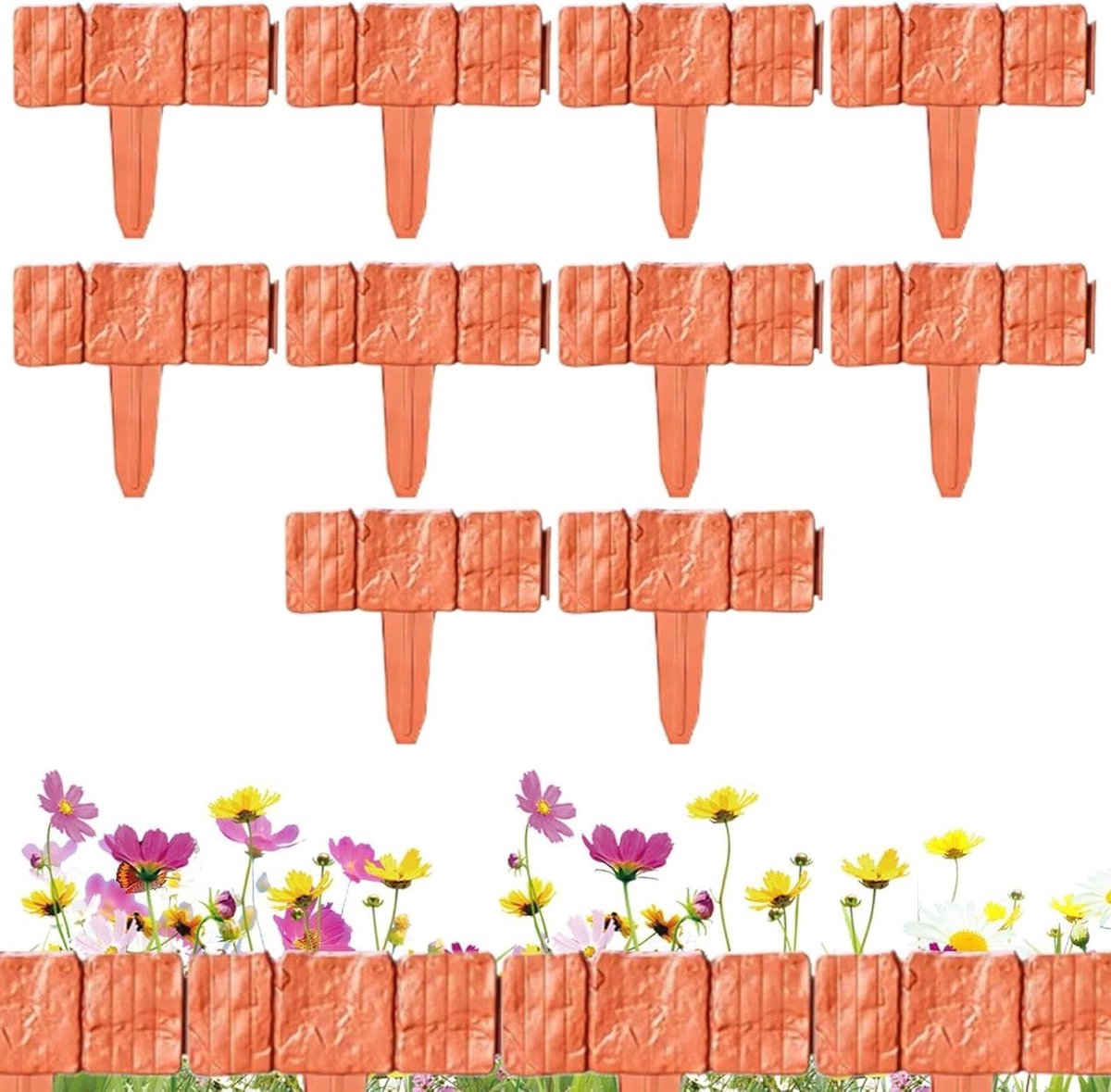 Landschap Randsteen - Tuinborder Imitatie - Tuin Afscheiden - Zonder Graven - 10 Stuks - Oranje