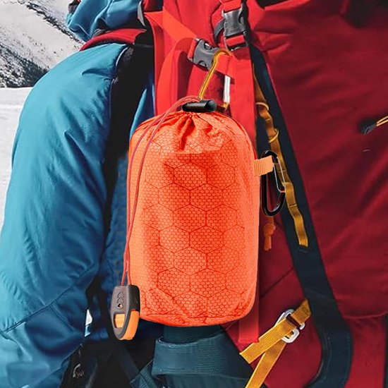 Survival Slaapzak - Thermische Bivakzak - Outdoor Overleven - Verhoogt Temperatuur - Compact - Oranje — afbeelding 4