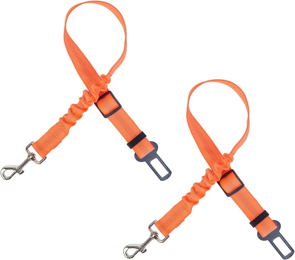 Honden Autogordel Set - Veiligheidsgordel Hond - Veilig Reizen Auto - Met Elastische Buffer - Verstelbaar - Oranje