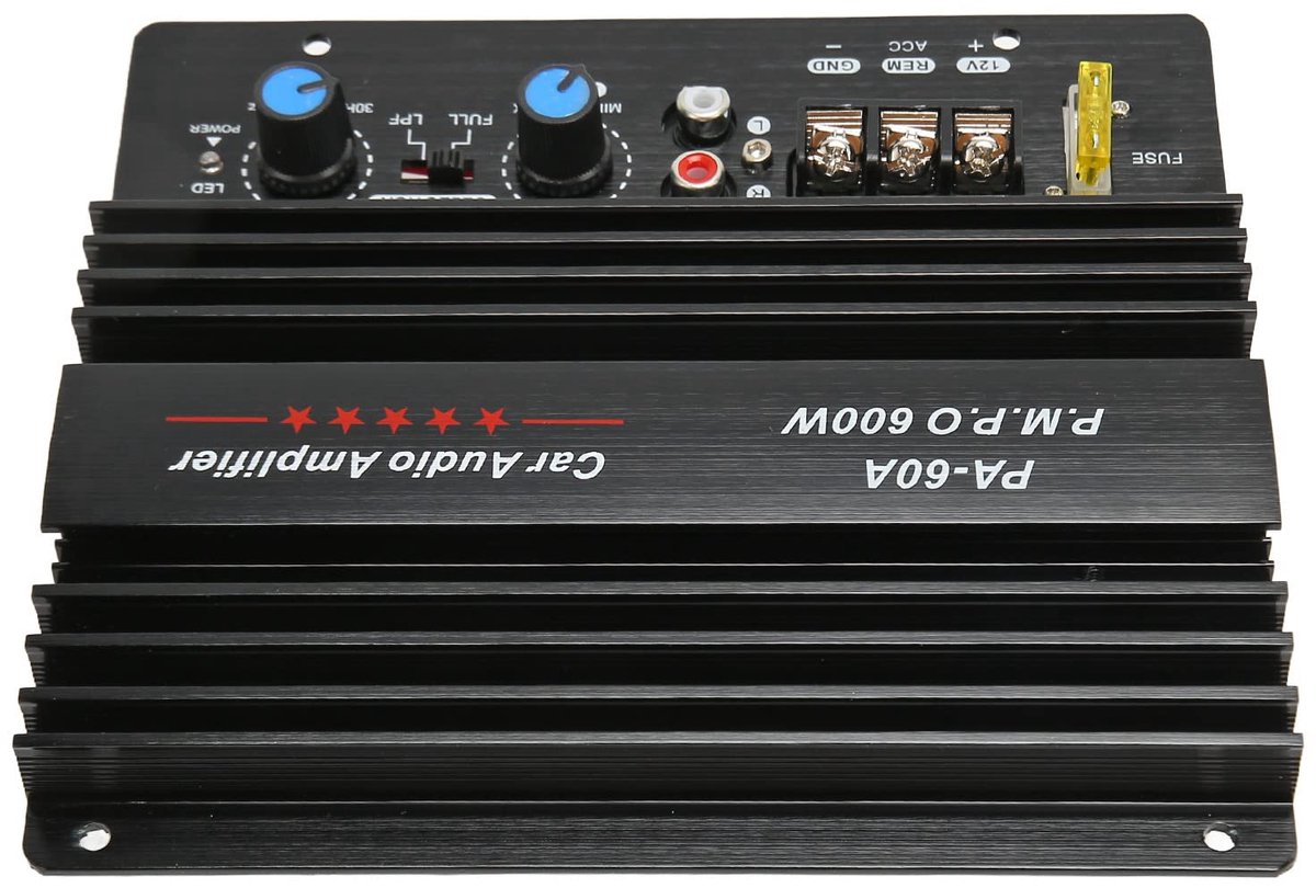 SnelShoppen - Auto-subwoofer 12V, 600W Subwooferversterker met Hoogwaardige Bas, Eindversterker voor Auto, Ideaal voor Feest en Muziekbeleving