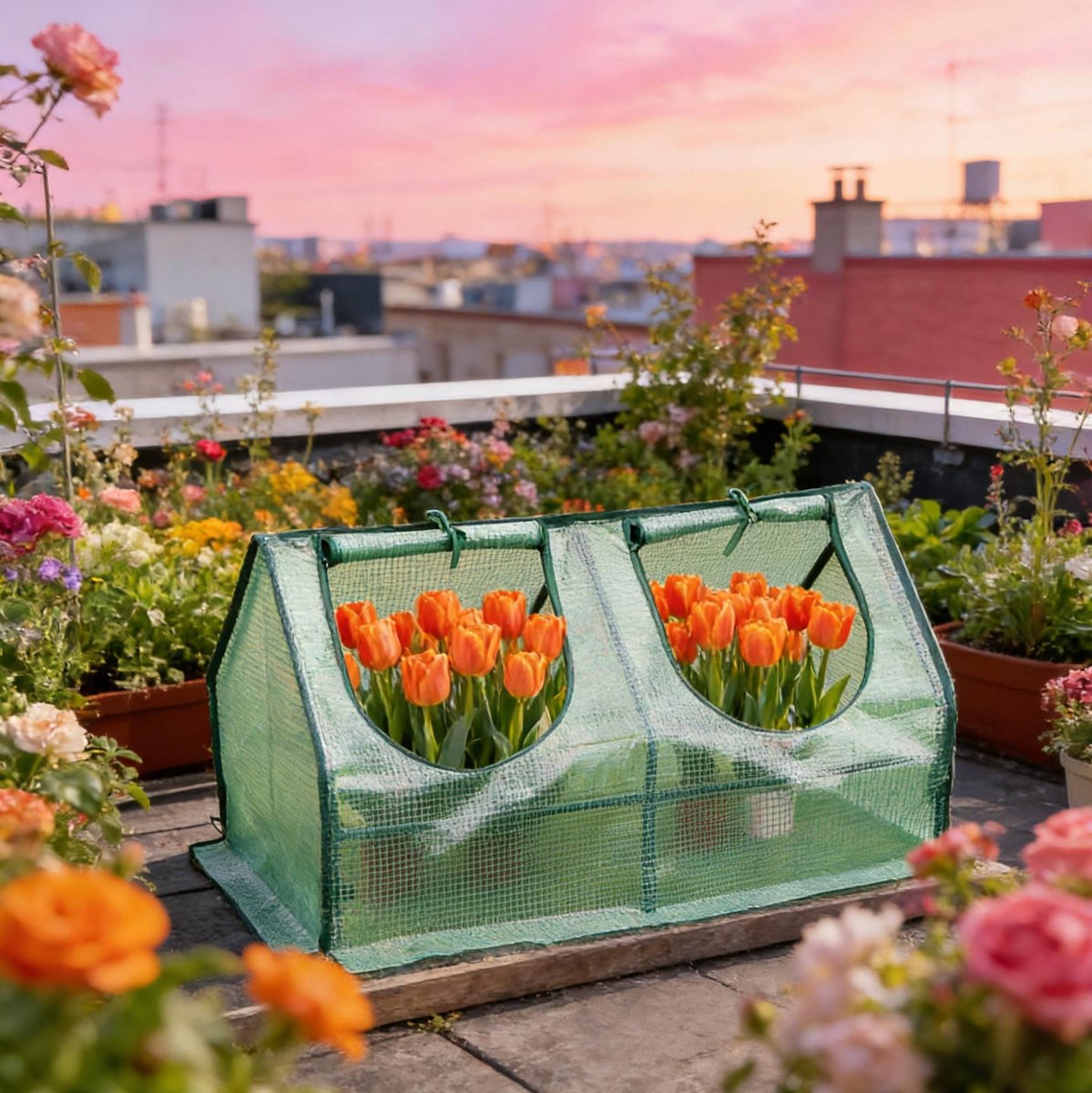 Kas Kweekkas 120 x 60 x 60 cm Polyethyleen Staal Groen Voor Balkon Terras En Kleine Tuin Met 2 Oprolbare Ramen