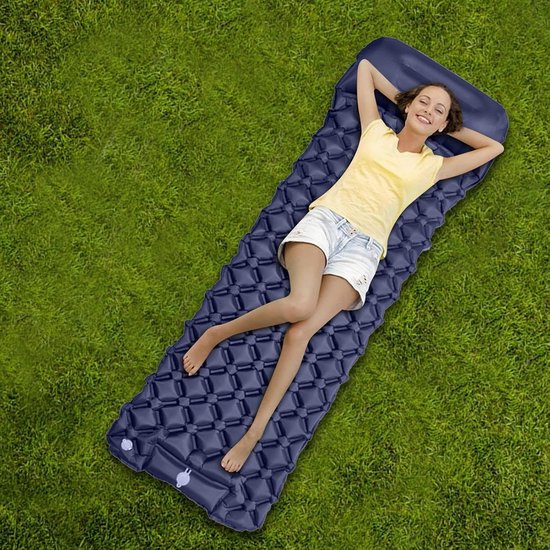 Opblaasbaar Slaapmatje - Campingmatras Kampeeruitrusting - Buiten Kamperen - Efficiënt Opblazen - 190x60cm - Marineblauw — afbeelding 5