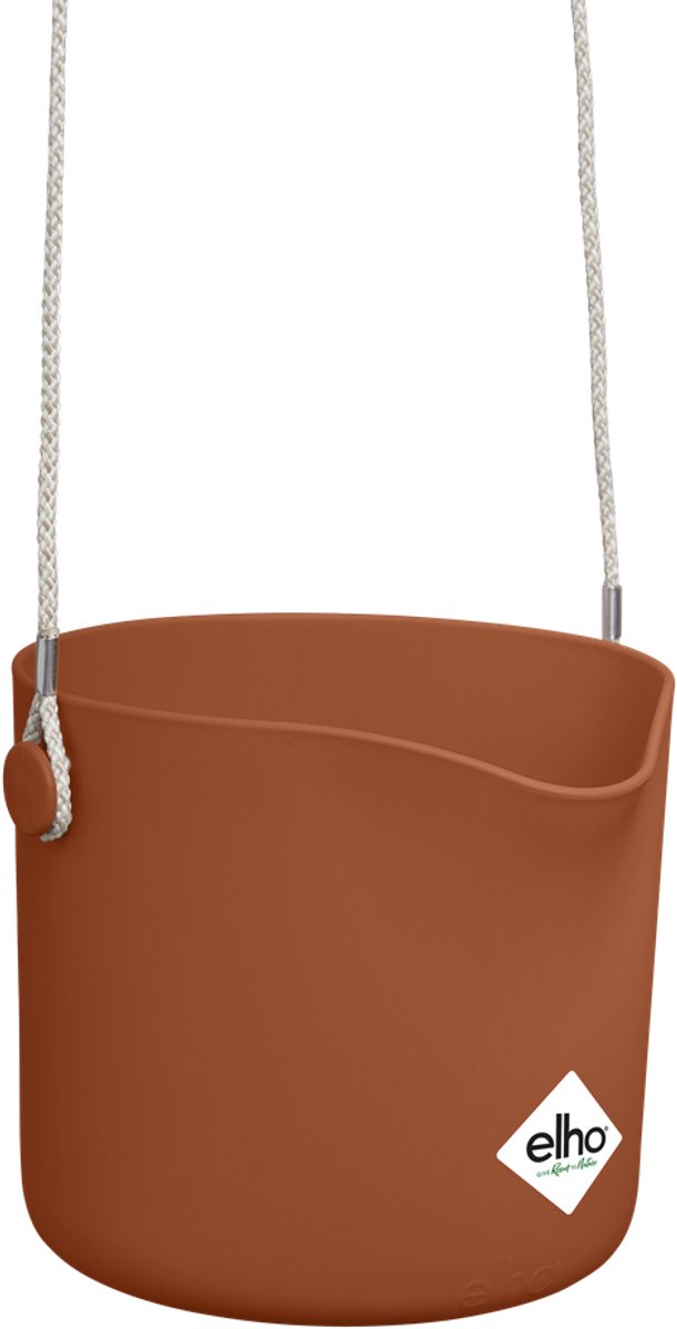 Elho B.for Swing 18 Hangpot - Bloempot voor Binnen - Inclusief Verstelbaar Hangkoort - Ø 18.0 x H 16.5 cm - Brique