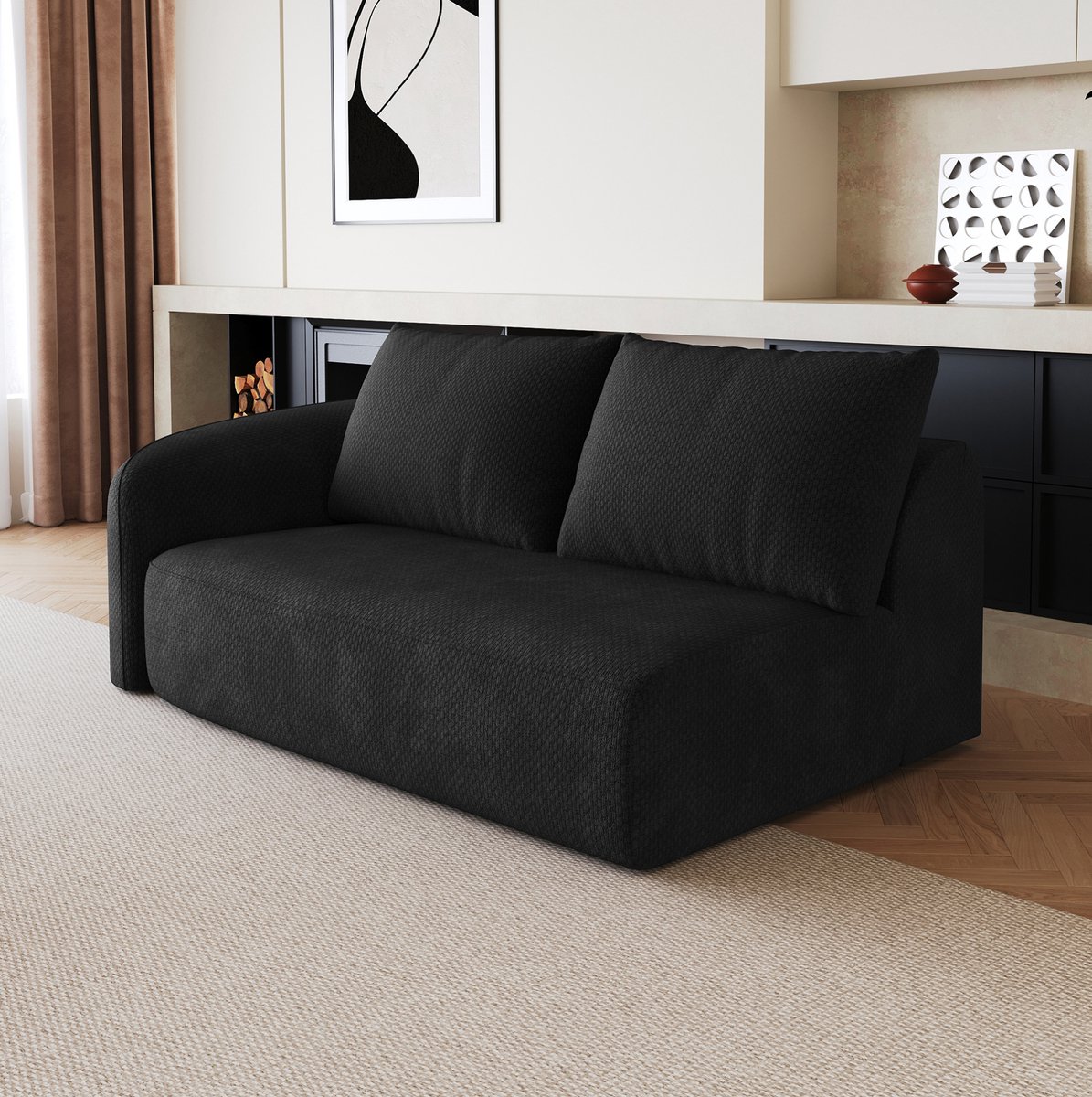 REDOM - Hoekbank - Linker hoek - 2-zits - Chenille stof - Geen montage - Design - Woonkamer - Zwart - 160 x 90 x 85 cm