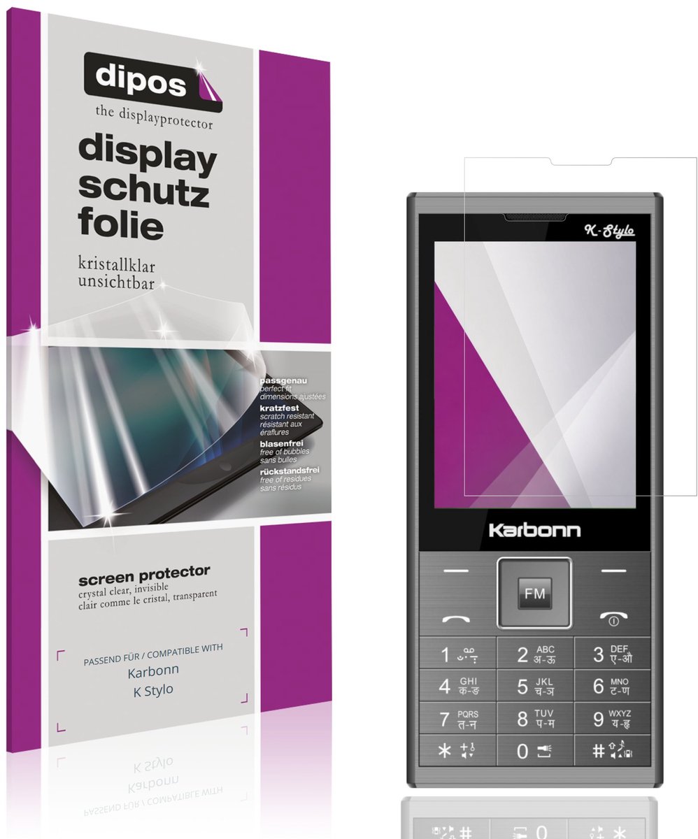 dipos – 4x Beschermfolie geschikt voor Karbonn K Stylo | Krasbestendige & heldere Screenprotector Ultra-Thin