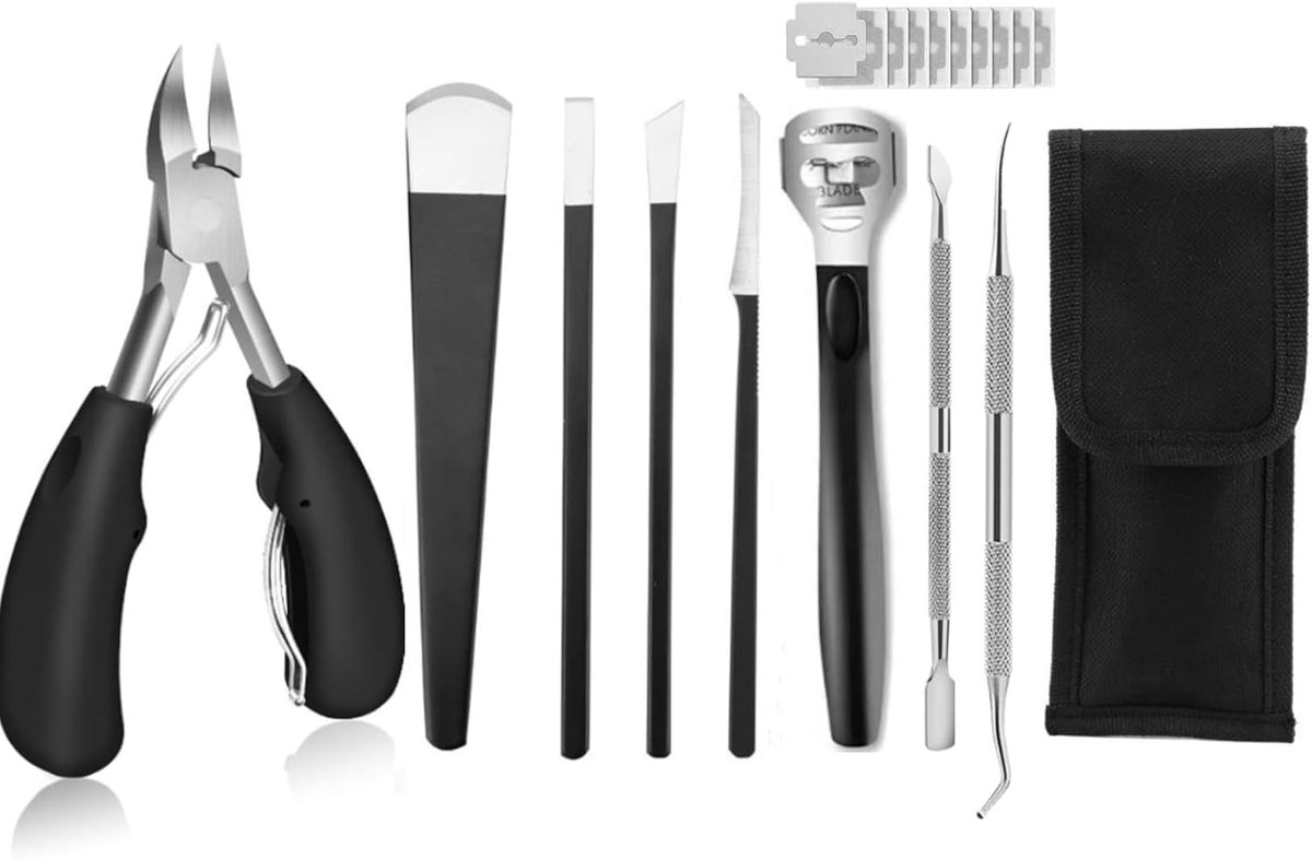 SnelShoppen - Pedicure Mes Teennagel Tang Kit - Professionele Roestvrij Staal Eeltschaaf Bladen - Eeltverwijderaar en Voet Schraper voor Dode Huid - V