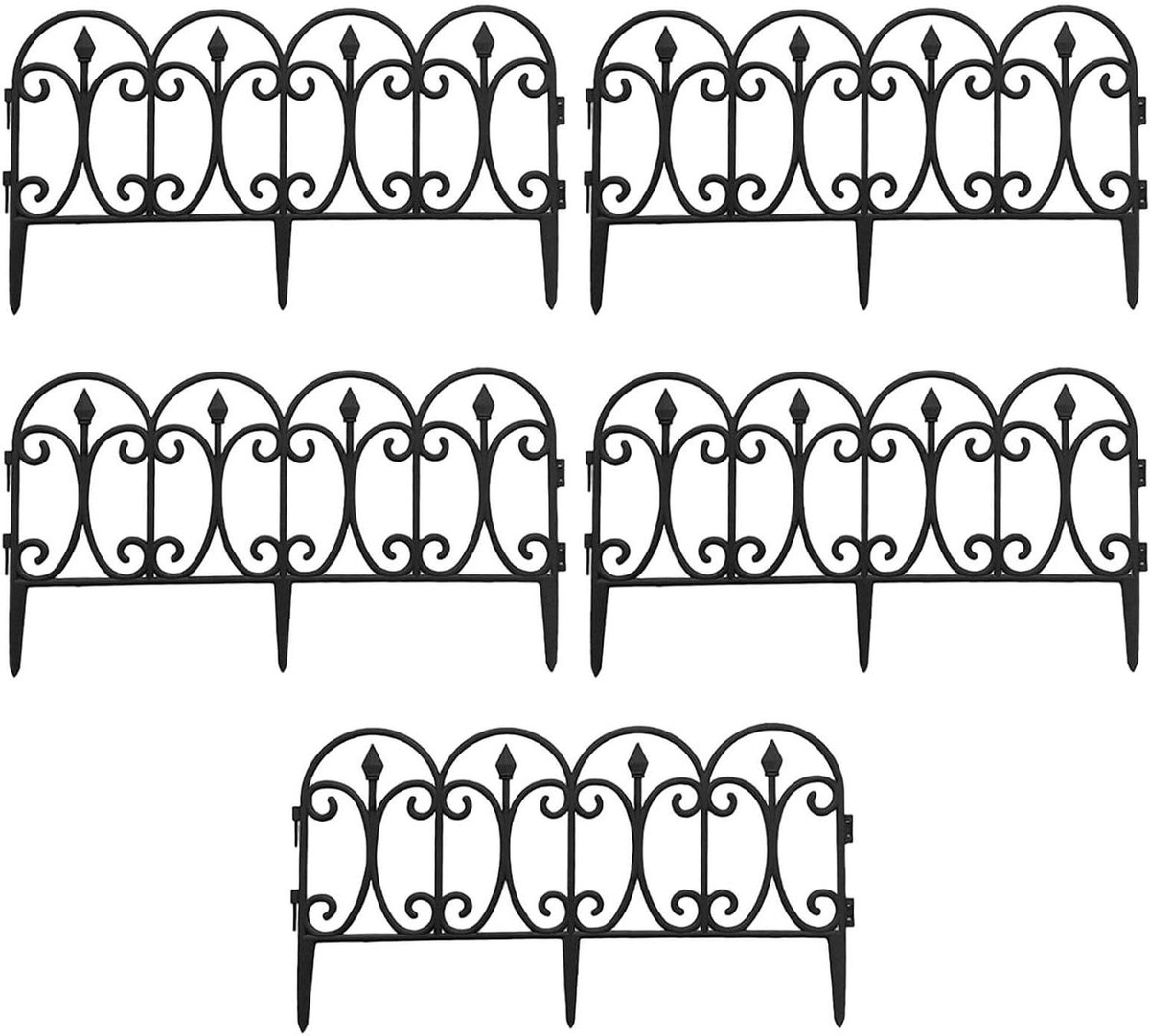 Tuinrand Afscheiding - Decoratieve Strip - Tuinieren Buiten - Flexibel Kliksysteem - 5 Stuks - Zwart
