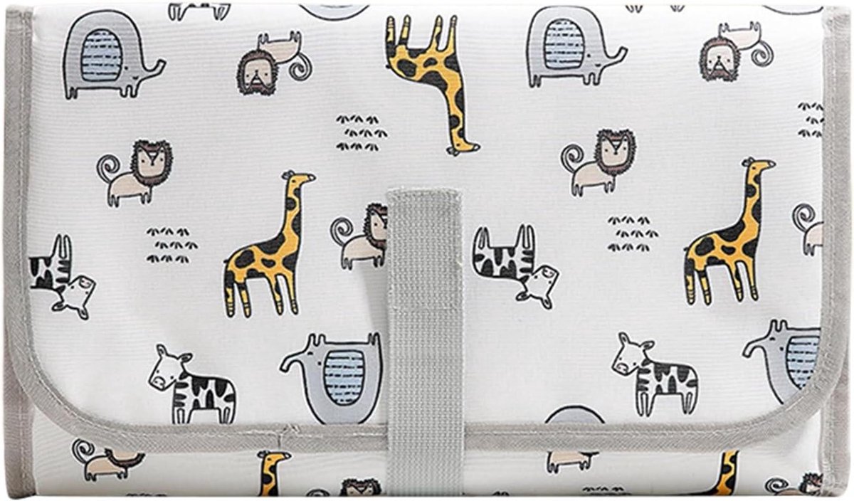 Aankleedkussen Baby - Verschoonkussen Opvouwbaar - Baby Verzorgen Onderweg - Sneldrogend Waterdicht - 36.6 x 23.3 cm - Dierentuin