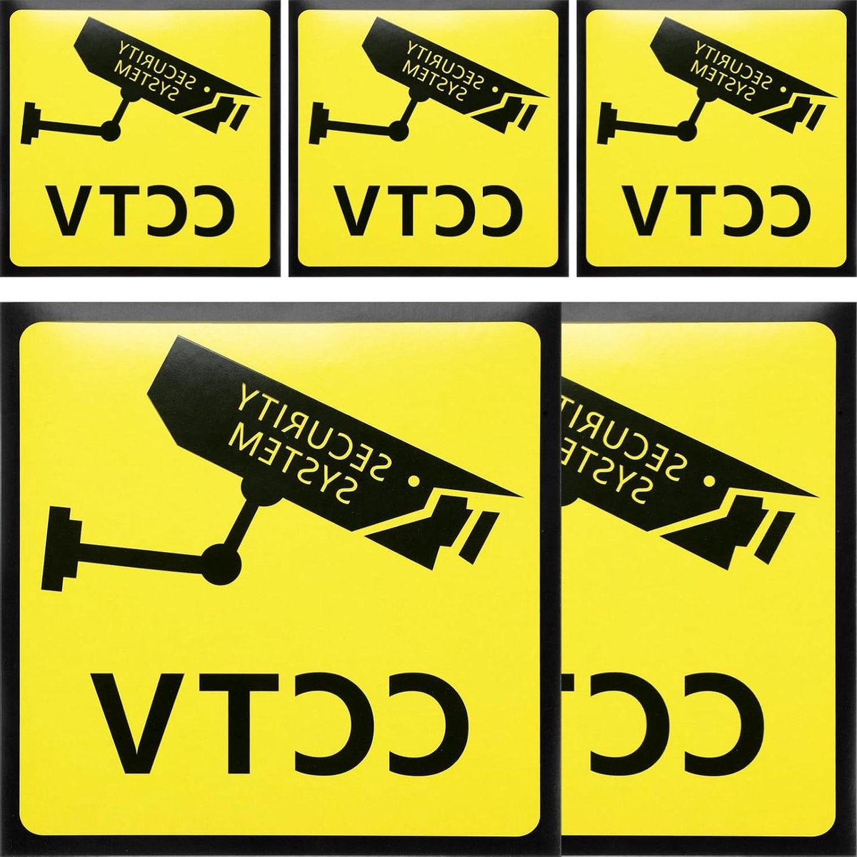 CCTV Waarschuwingsstickers - Alarm Stickers Camera - Beveiliging Melden - Hoge Kleurweergave - 9.8x9.8 cm - Geel