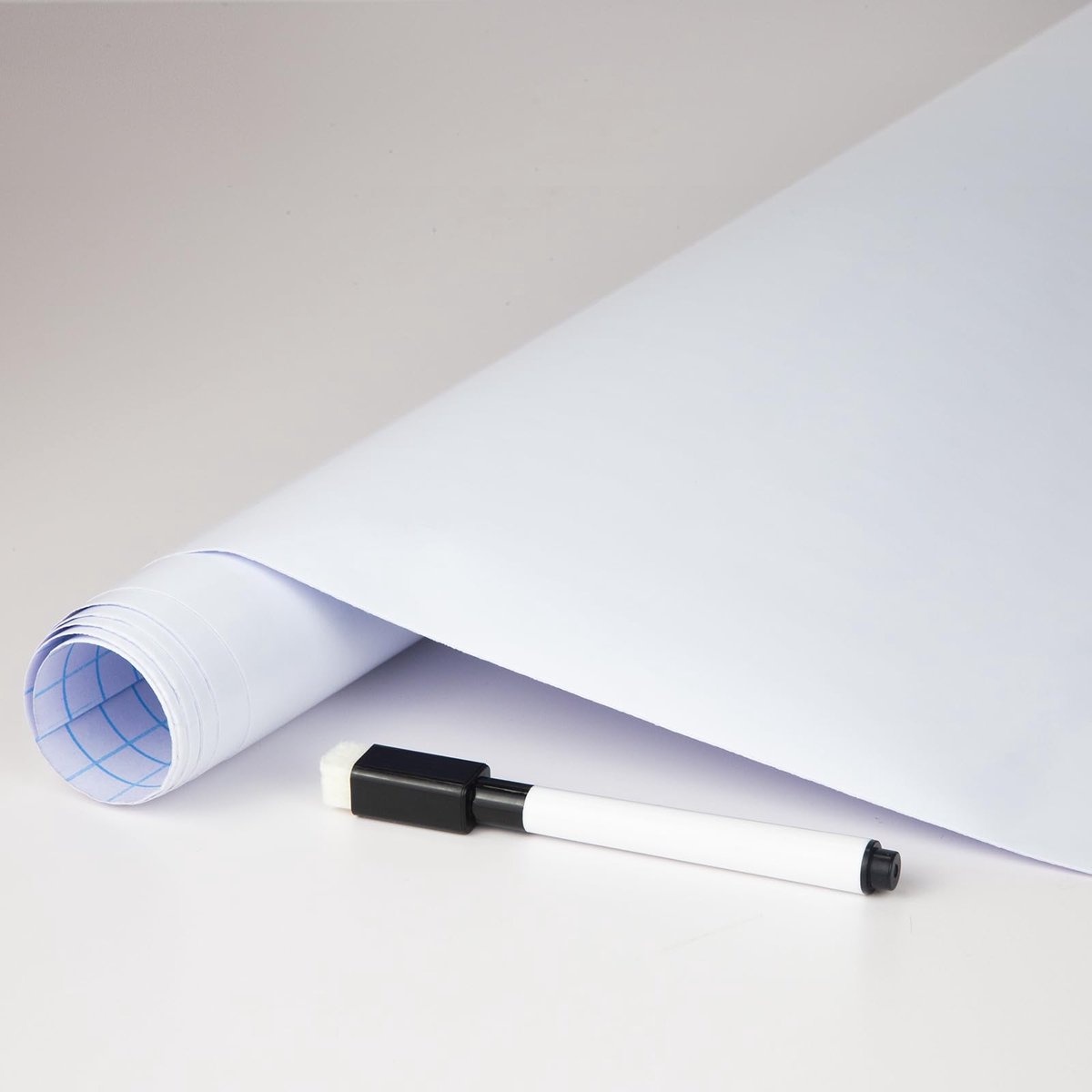 SnelShoppen - Zelfklevende Witte Schoolbordfolie Muursticker Whiteboard-Folie 44x300cm voor School, Huis en Kantoor - Herbruikbaar en Kindvriendelijk
