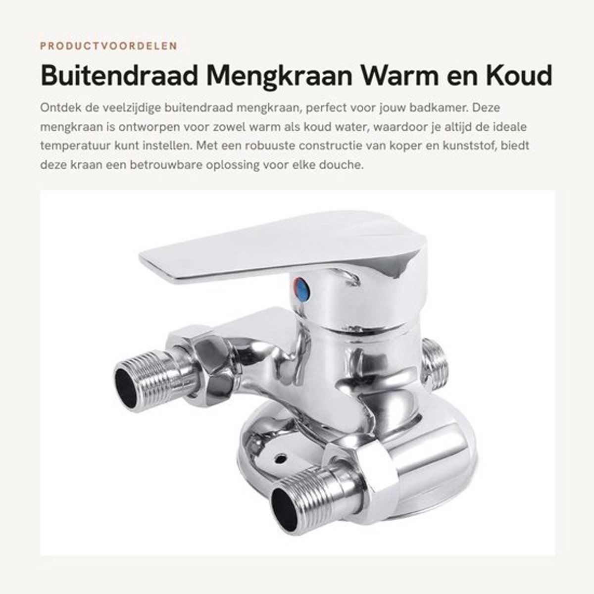 Mengkraan Vernikkeld - Douchekraan - Badkamerkraan - G1/2 Inch - Kunststof Handvat - Werkt
