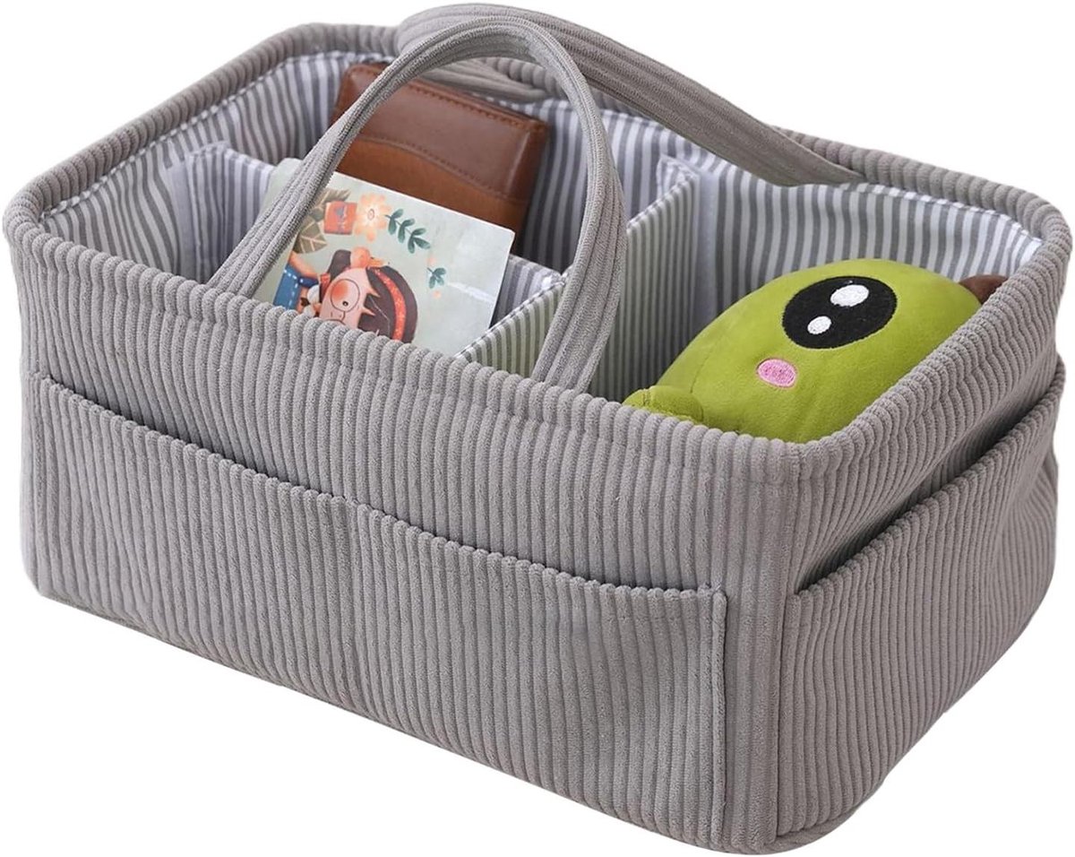Luier Organizer Mand - Baby Organizer Tas - Babykamer Opbergen - Draagbaar Corduroy Ontwerp