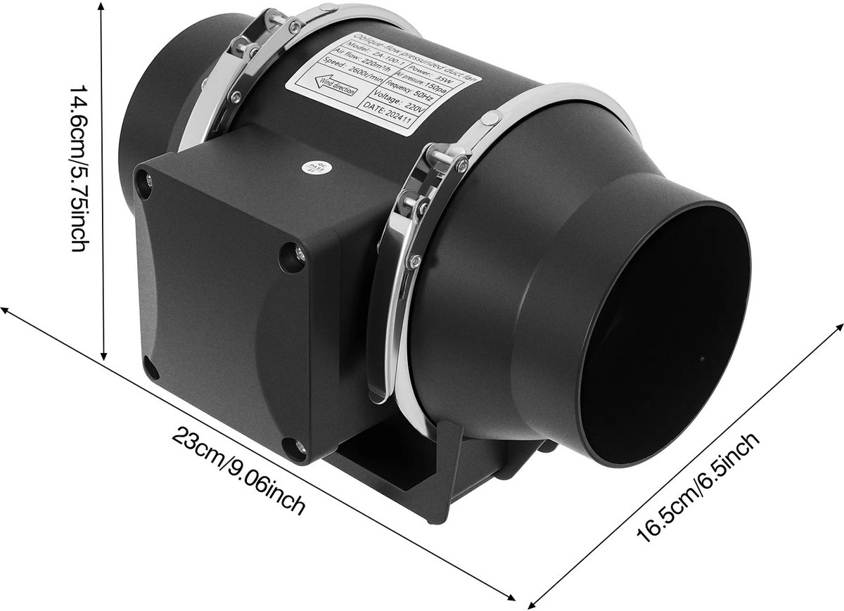 Archi Kanaalventilator 35W - Ventilator - Ventilatie - Afzuigventilator -220 m³/u - 150 Pa