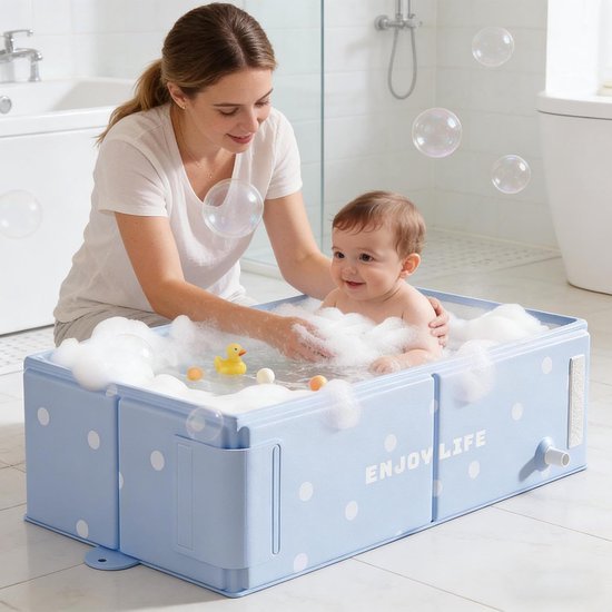 Kinderbadje Opvouwbaar - Draagbaar Babybad - Veilig Buiten Spelen - Snel Klaar Voor Gebruik - 76 x 40 cm - Blauw — afbeelding 5
