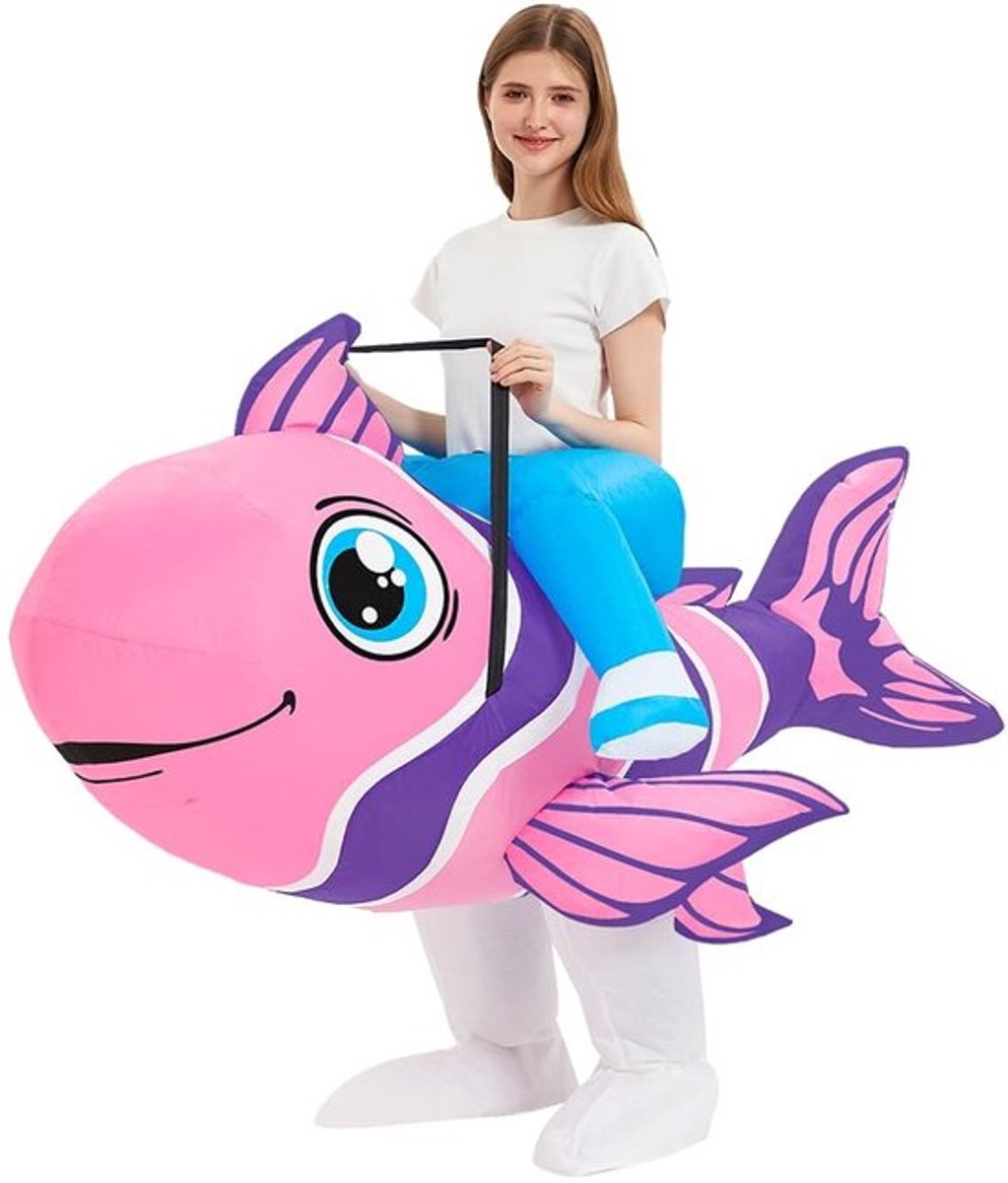 Opblaasbaar Kostuum Tropische Vis - Opblaasbaar Kostuum Volwassenen - Cosplay Kostuum - Halloween Kostuum - Ventilator op Batterijen - Inclusief Installatiehandleiding