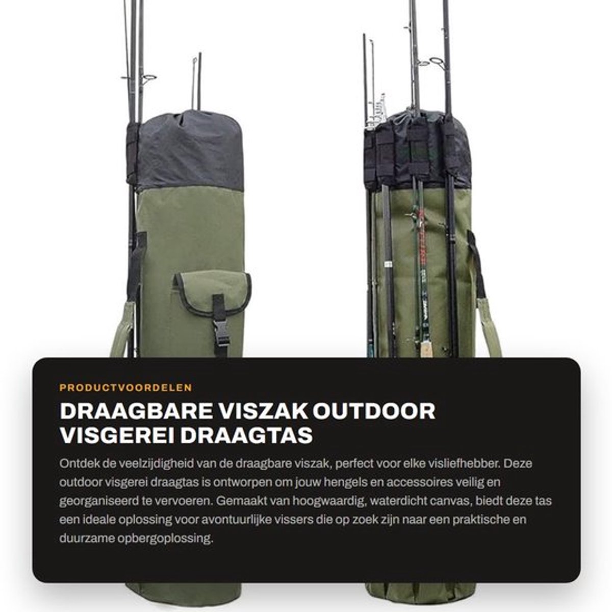 Viszak Draagbaar - Opvouwbare Hengel Tas - Foudraal voor Hengels - Verstelbare Schouderriem - Waterdicht - Heavy Duty Polyester - Hengeltas