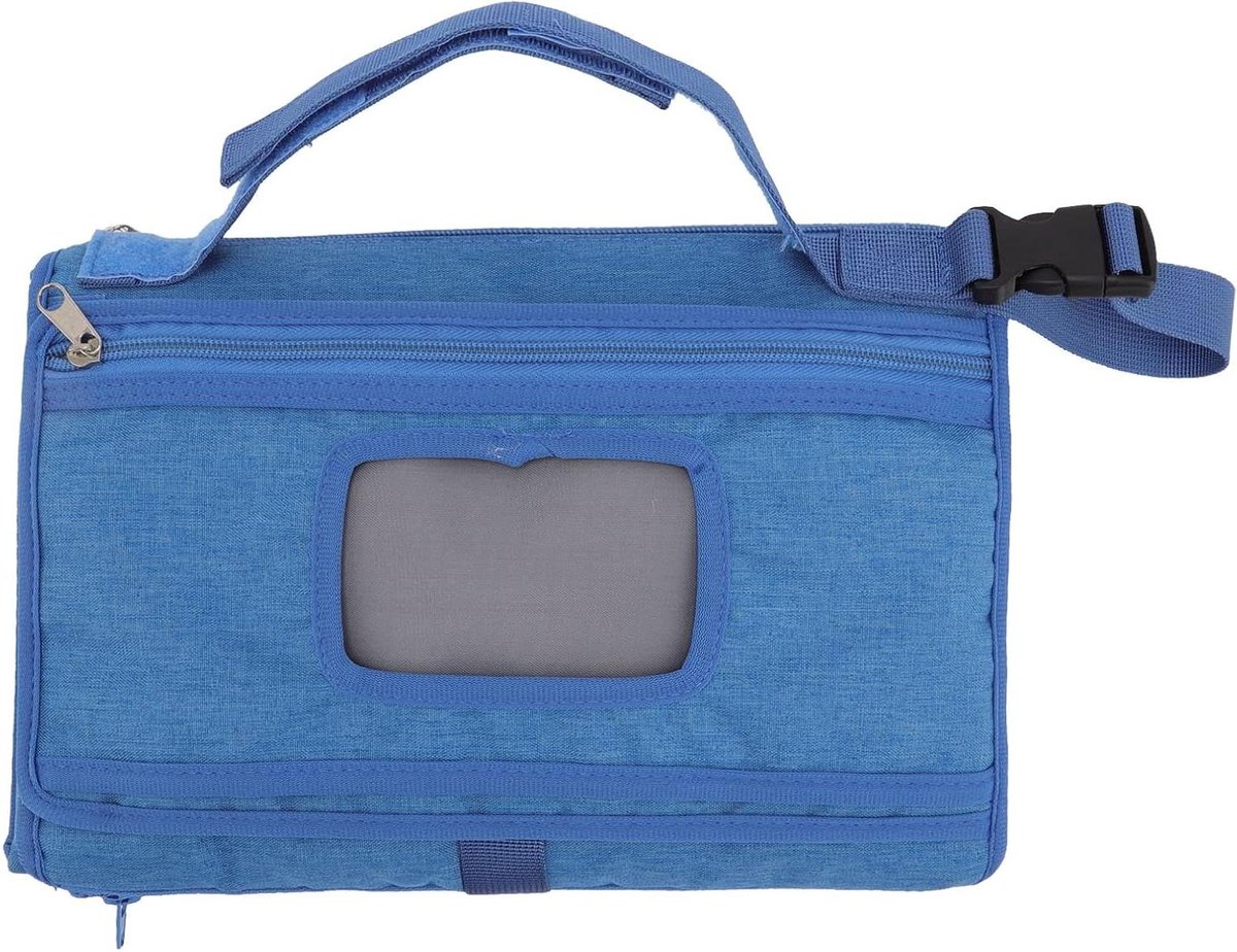 Opvouwbaar Aankleedkussen - Draagbaar Verschoningsmatje - Baby's Verschoon Gemak - Met Draagriem - 33 x 20 x 4 cm - Blauw