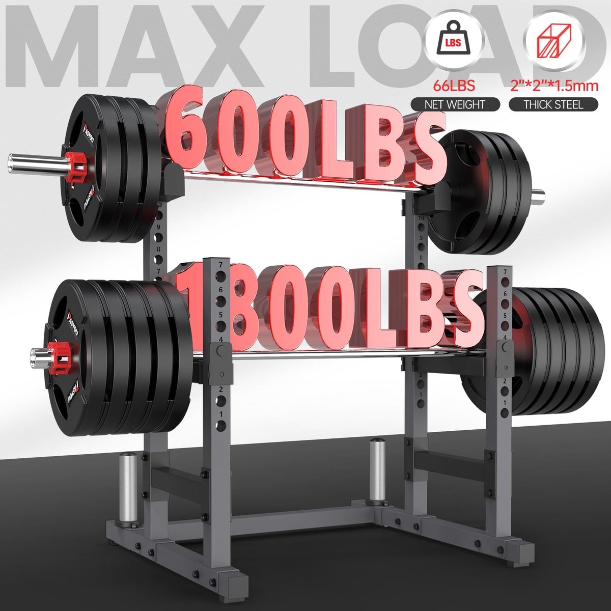 SnelShoppen - PASYOU SR30 Multifunctioneel Barbellrek - Versterkbare Halterhouder tot 800 kg - Thuis Trainingsapparaat voor Krachttraining - Ideaal vo