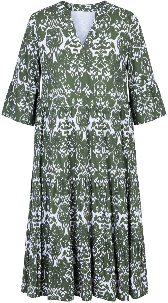 Studio Untold - Dames - Maxi-jurk A-lijn all-over print volants - Lichtolijf - Maat 54+