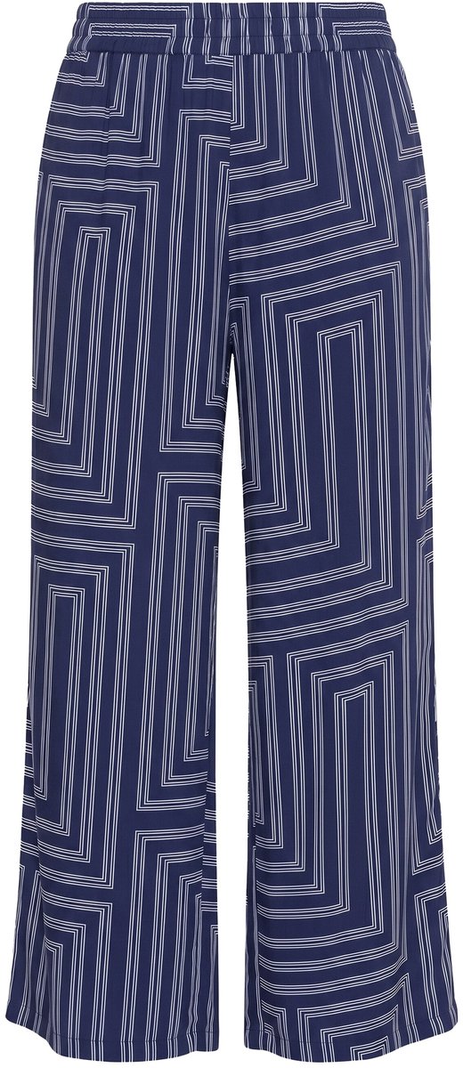 Studio Untold - Dames - Palozo-broek wijde pijpen grafische print - Navy - Maat 58+