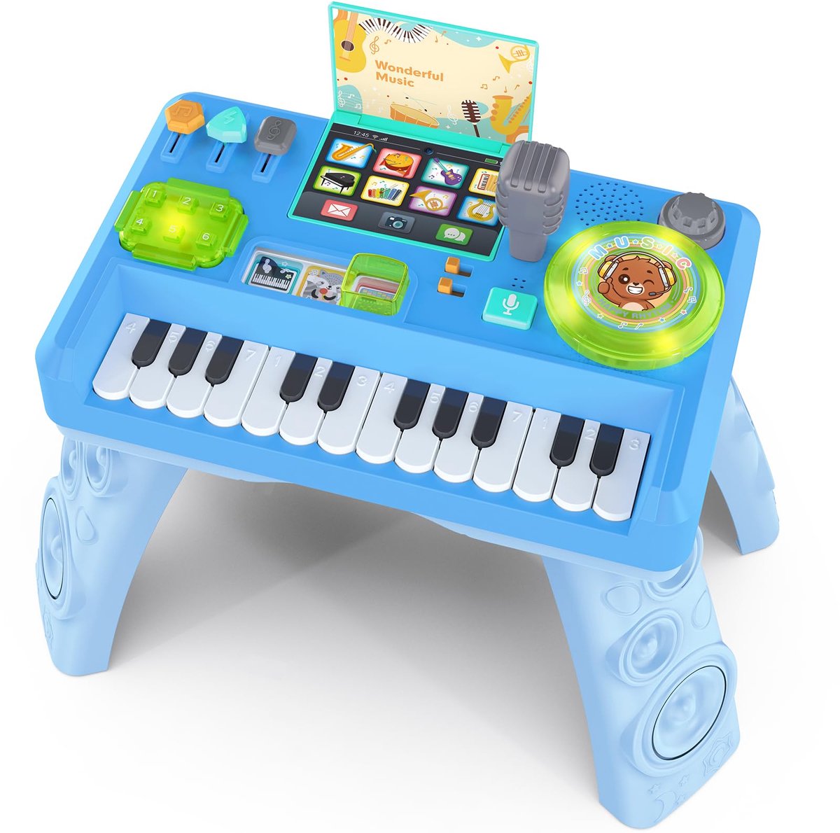SnelShoppen - Lypsochaat Babyspeelgoed Muziekspeelgoed met Licht en Geluid voor Kinderen 0-3 Jaar, DJ Tafel met Piano, Educatief Speelgoed voor Jongen