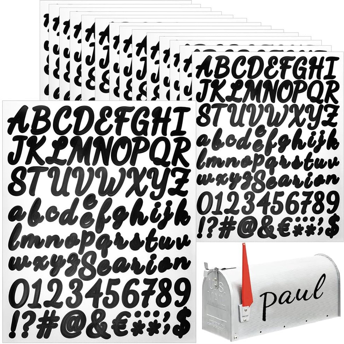 Dailygoods - Grote Zelfklevende Letterstickers - 15 Vellen, Zwart