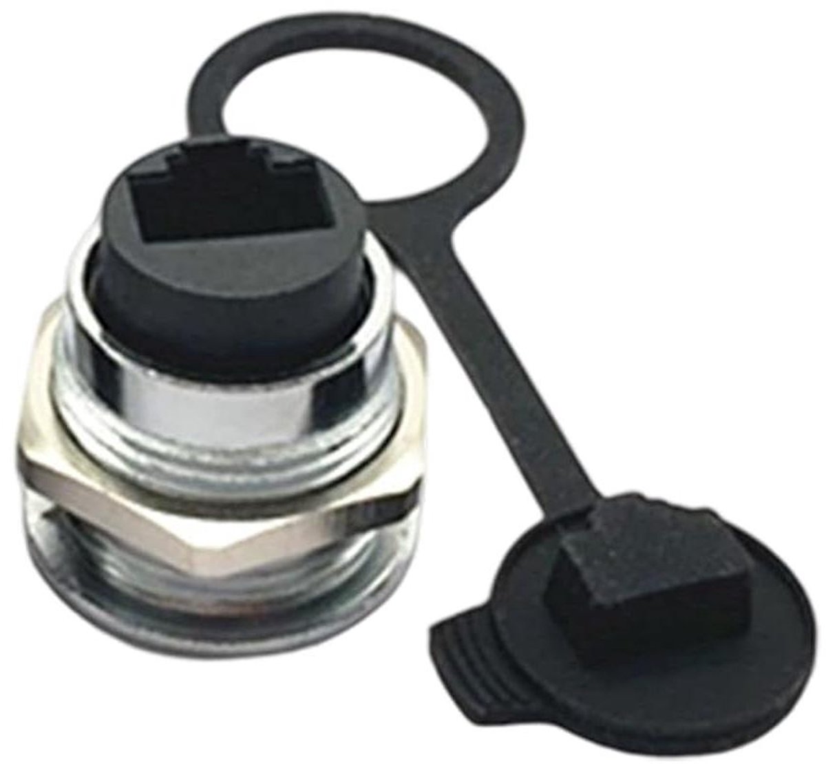Ethernet Connector - RJ45 Koppelaar - Netwerk Installatie - Waterdicht Stofdicht - 30 x 28 mm - Zilver Zwart