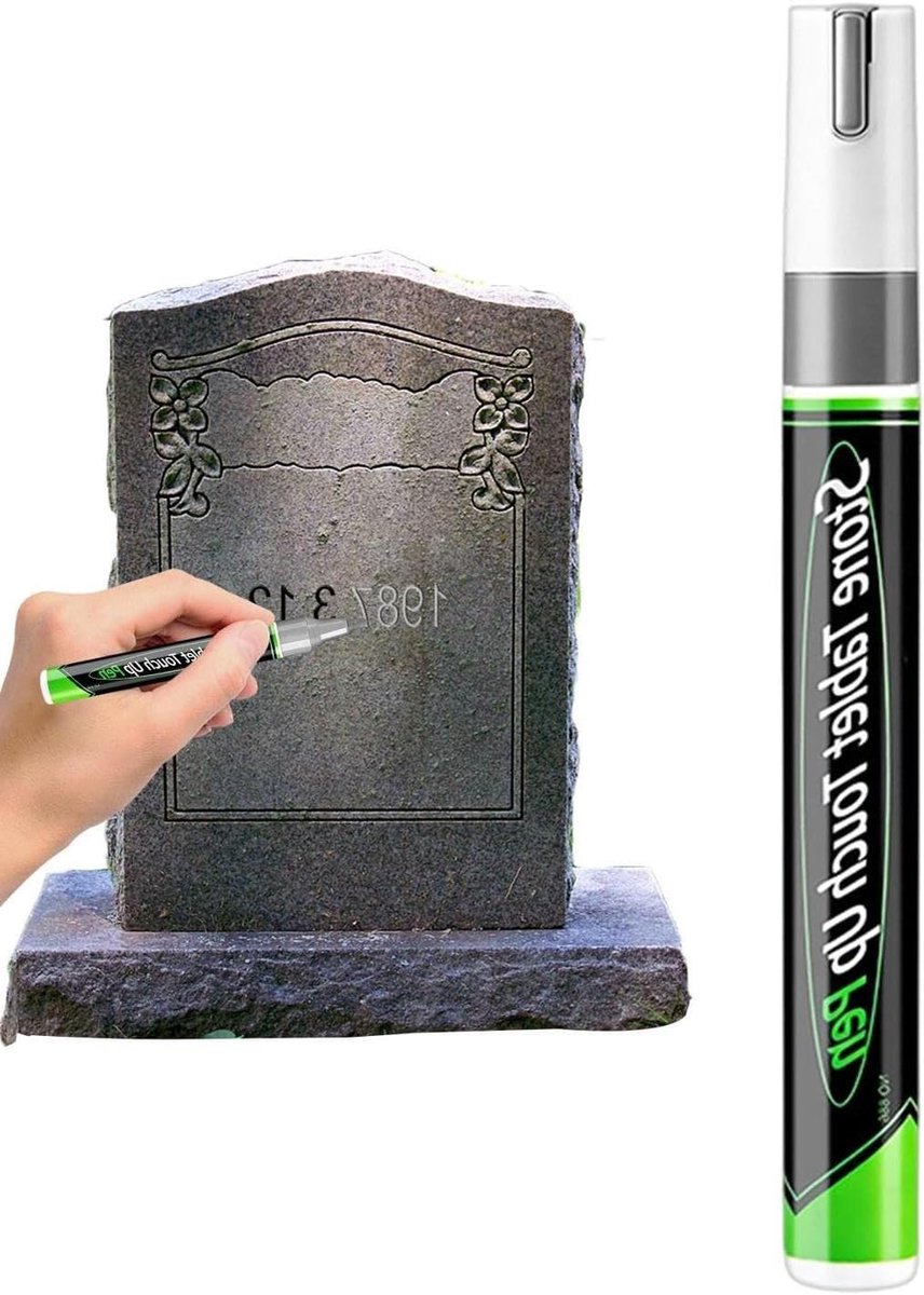 Verfpen - Restauratie Marker - Grafsteen Belettering - UV-bestendig Waterdicht - 15.19 x 2.01 x 2.01 cm - Zilver