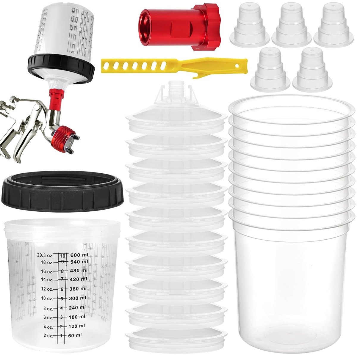 Dailygoods- Kleurmengbeker 600 ml - Set van 10 - Eenmalig gebruik - Verfbecher - Mengbeker - Ideaal voor schilderprojecten - Verfbekers