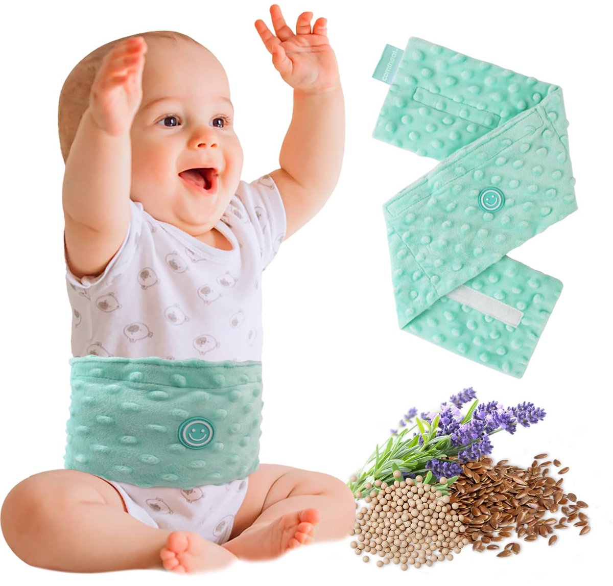 Dailygoods- Tummy Wrap verwarmd met lijnzaad - buik warmer - natuurlijke hulp - koliek verlichting - schokbestendig - 0-3 jaar - huidvriendelijk materiaal - Buikwarmer