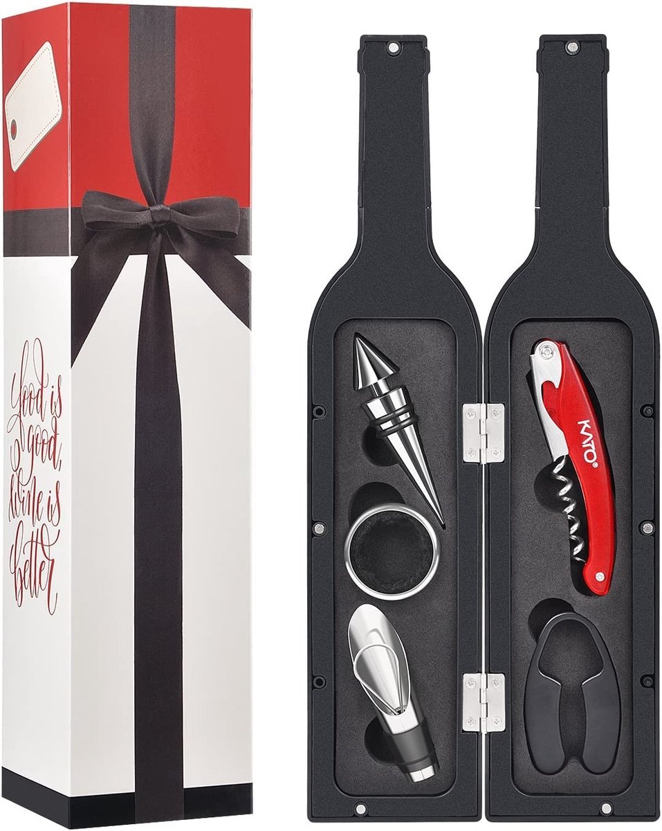 Dailygoods - Wijnaccessoires Set - Wijnflesopener Set met Sticker voor Dranken, Perfect Cadeau voor Wijnliefhebbers