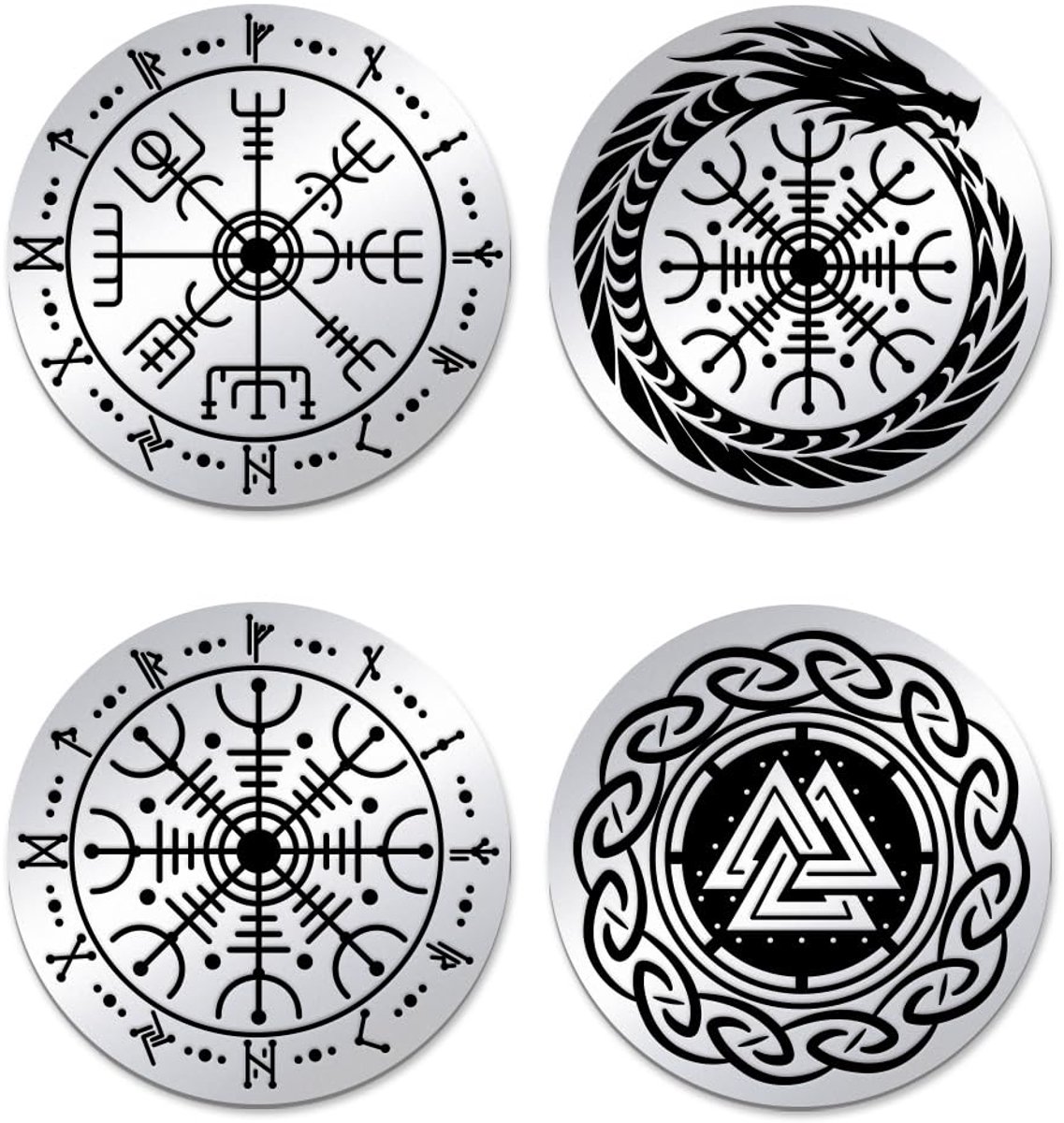 Dailygoods - 2 Stuks Viking Vegvisir Munt Challenge Munt Kompas - Nordic Mythologie Amulet