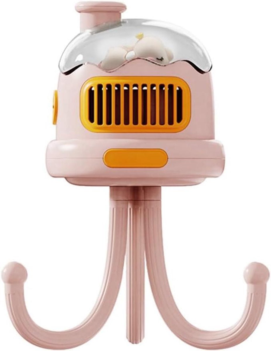 Draagbare Kinderwagen Ventilator - USB Ventilator Kind - Koelte Onderweg - Bladloos Ontwerp - 27x10cm - Roze