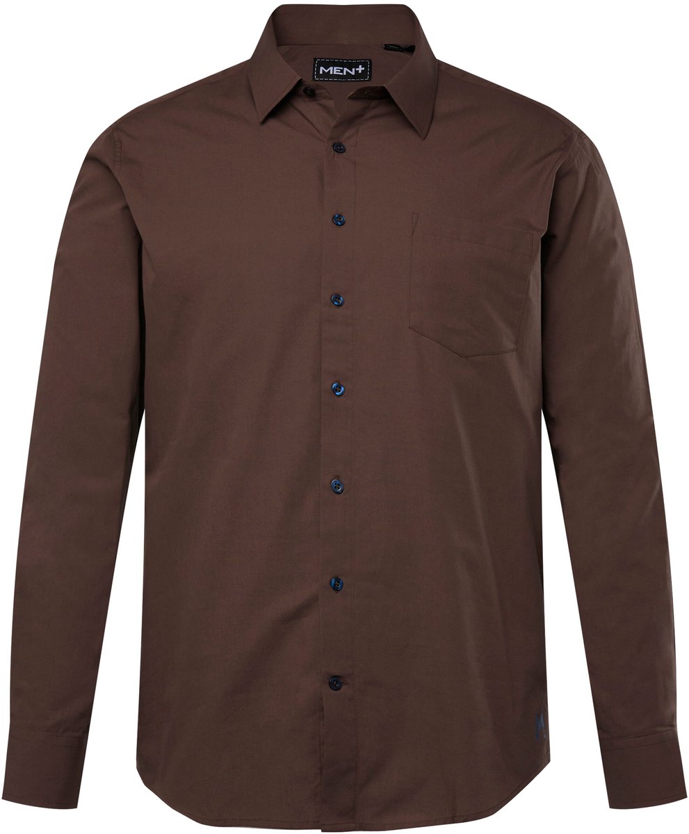 Men Plus - Heren - Overhemd lange mouwen kentkraag print comfortabele pasvorm - Bruingrijs - Maat 6XL