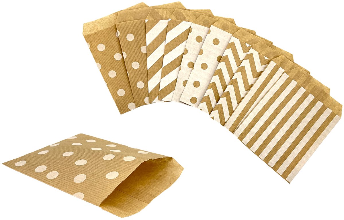 Dailygoods - Bruine papieren zakjes - 100 stuks cadeauzakjes 13 x 17 cm