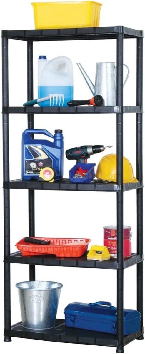 Opbergrek 5 etages - Stapelrek Kunststof - Ruimte Organiseren - Slank Tijdloos Design - 71 x 38 x 170 cm