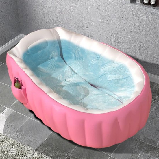 Opblaasbaar Babybad,Opblaasbaar Peuterbad voor Douche met Voetpomp - Antislip Opvouwbaar Babybad Voor Binnenhuis Badkamer Buiten Vakantie — afbeelding 2