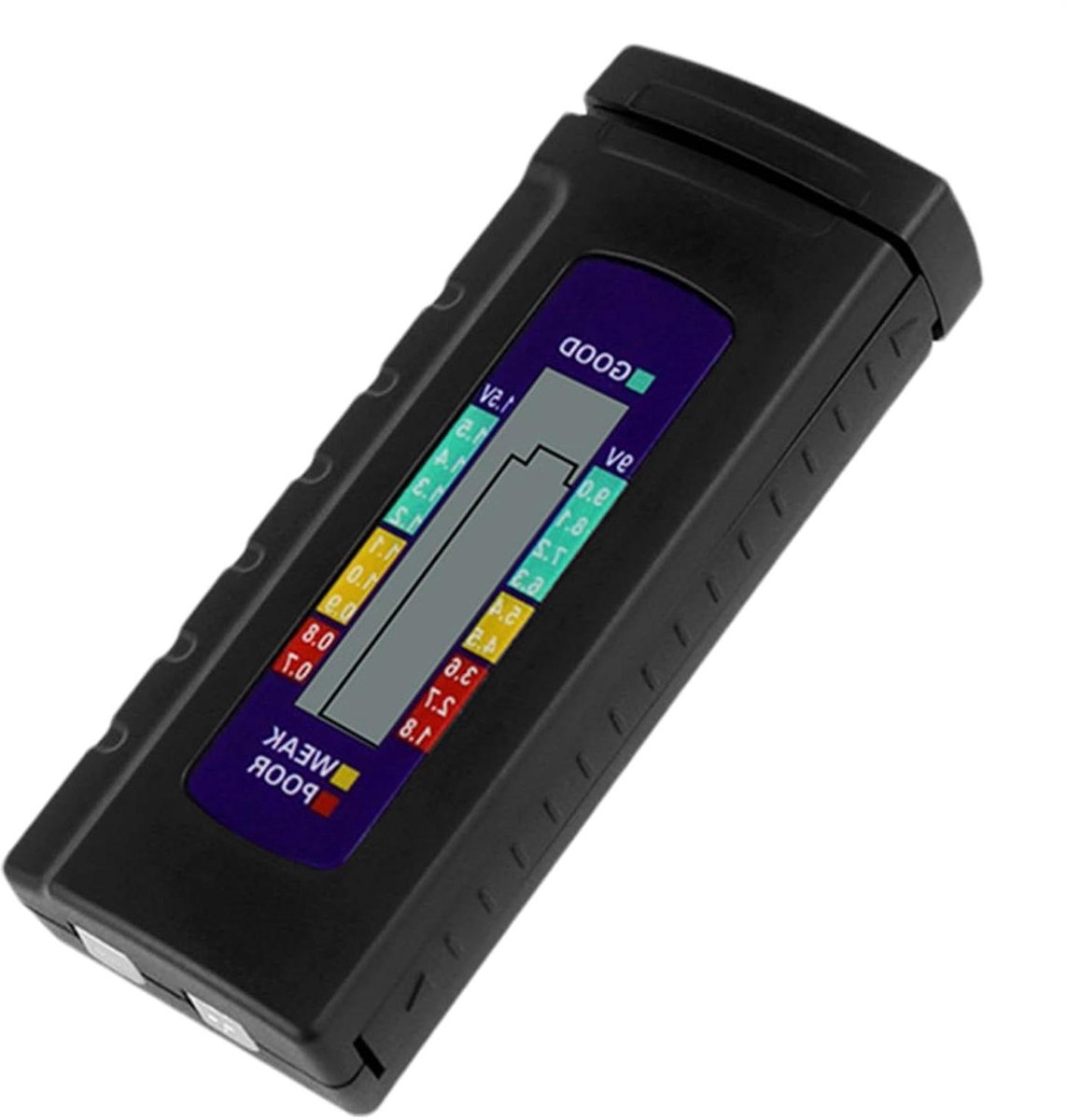 Batterijtester - Batterijstroommeter - Batterijen Testen - LCD Statusindicator - 1.5V 9V Batterijen - Zwart