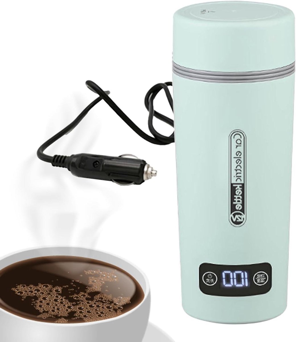 Auto Waterkoker - Elektrische Kookfles - Reizen - Intelligente Temperatuurregeling - 450ml - Groen