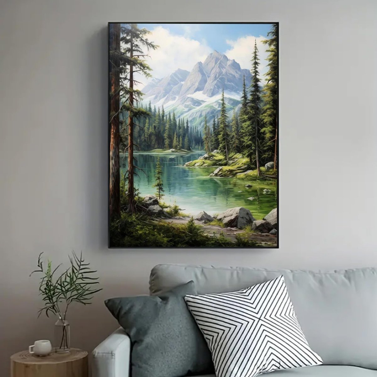 SnelShoppen - Schilderen op Nummer Voor Volwassenen - Cilindrisch Canvas Boslandschappen 40x50 cm - Incl. 4 Penselen en Acryl Pigment - Perfect Cadeau
