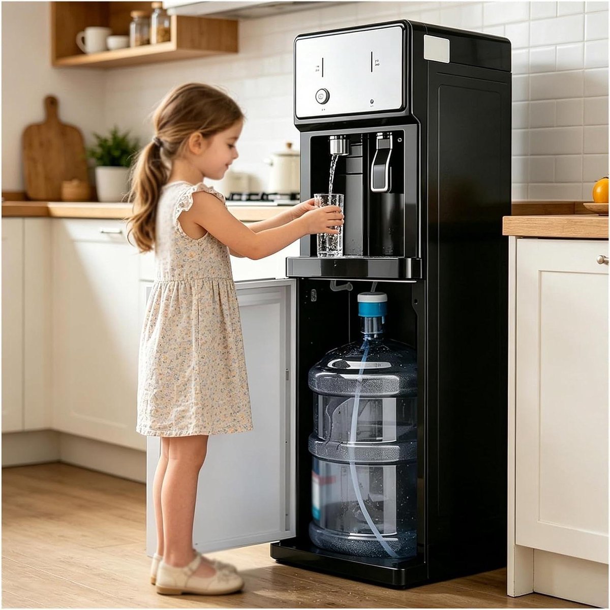 Heetwaterdispenser - Waterkoeler Dispenser - Direct Dranken Maken - Fles Aan Onderkant - 105 x 31 x 31 cm - Wit