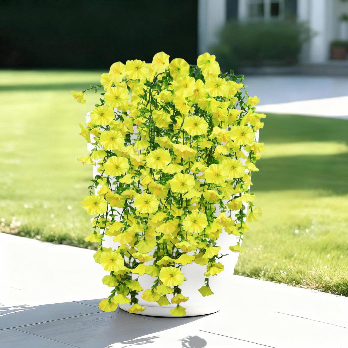 SnelShoppen - 2 Bundels Kunsthangplanten Gele Kunstbloemen, Weerbestendige Hangende Planten voor Buiten en Binnen, Balkon Decoratie, Woonkamer, Slaapk