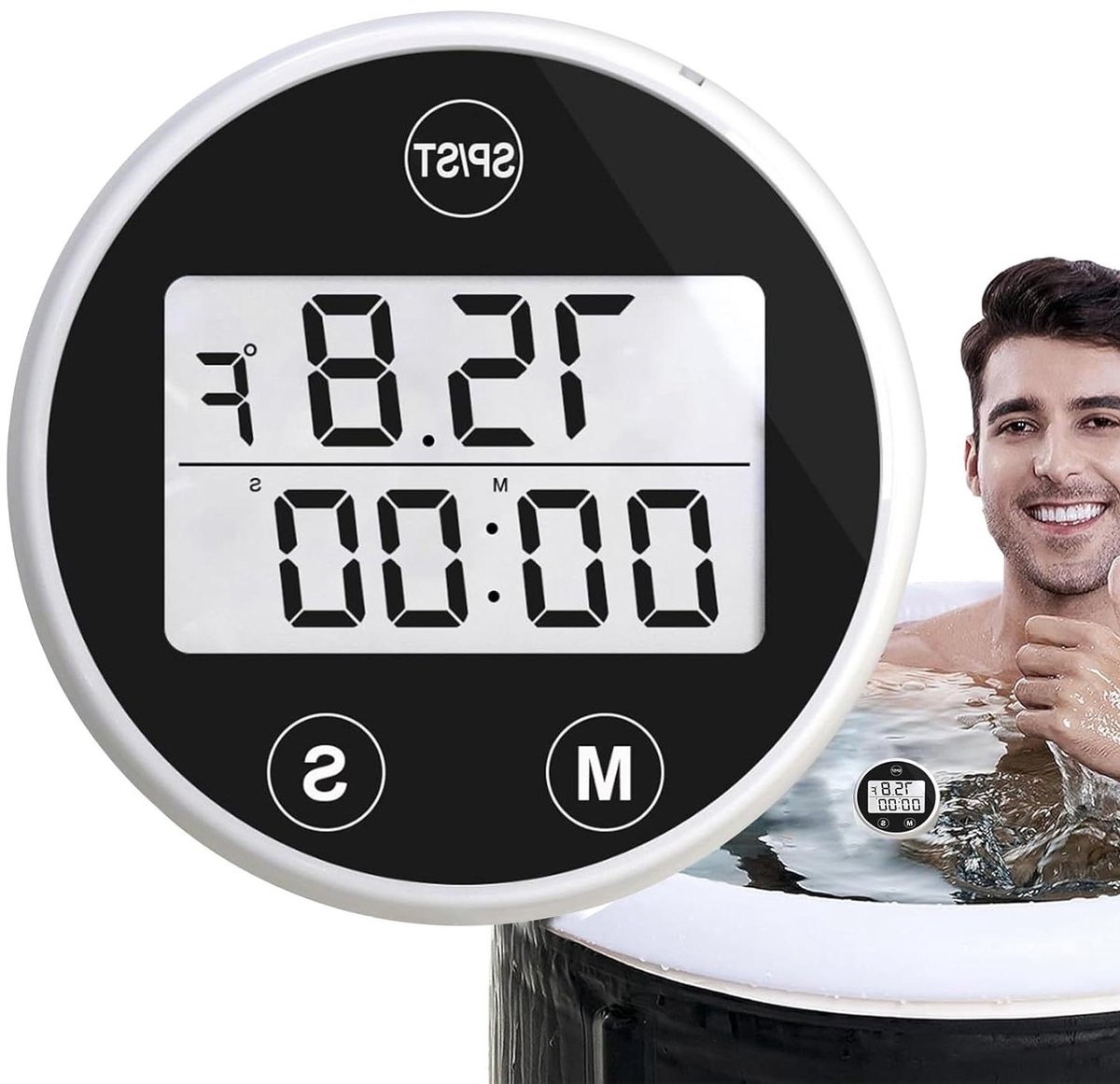 Drijvende Watermeter - Vijver Thermometer - Watertemperatuur Meten - Met Timer en Alarm - 4.5 cm - Wit