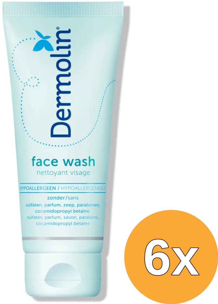 6x Dermolin Face wash CAPB Vrij (100 ml)