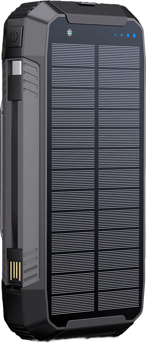 Banky Solar Powerbank 30.000 mAh - 22,5W Snellader - Zonne-energie - Draadloos Opladen - Waterdicht - Zaklamp