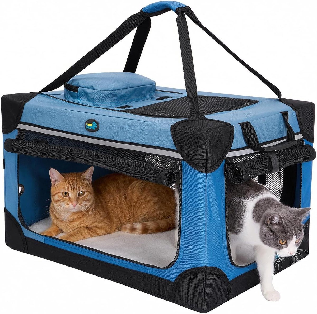 Hondenkooi - Dierenbox - Veilig Vervoer - Inklapbaar Design - 61x40x40 cm - Blauw Zwart