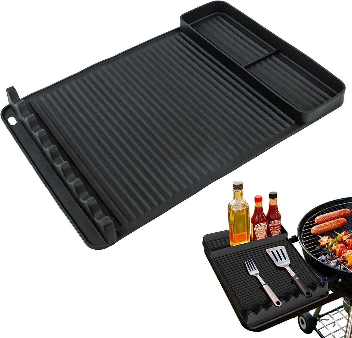 Siliconen Grillmat - Zwart - 40 x 29 x 2,5 cm - Hittebestendige Antislip Mat voor BBQ Accessoires