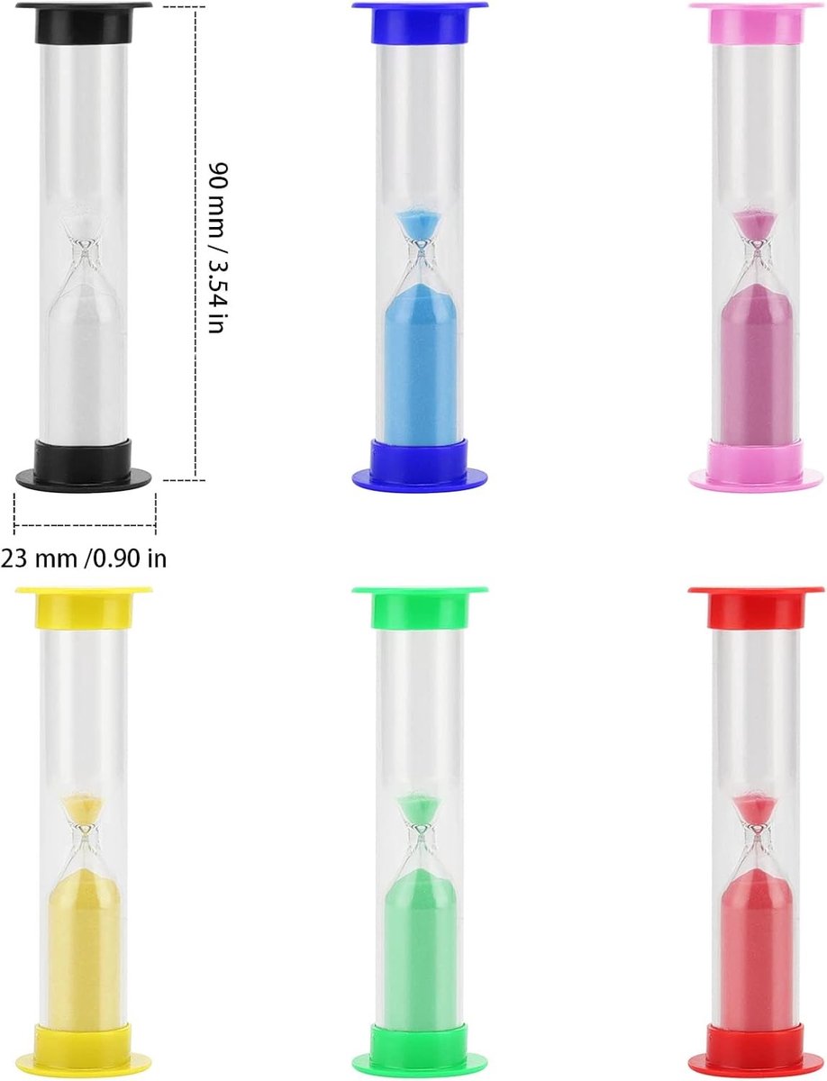 Set van 12 Kleurige Zandlopers - Plastic Uurglazen Timer voor 30s, 1m, 2m, 3m, 5m en 10m - Ideaal voor Spelletjes, Koken en Tijdbeheer