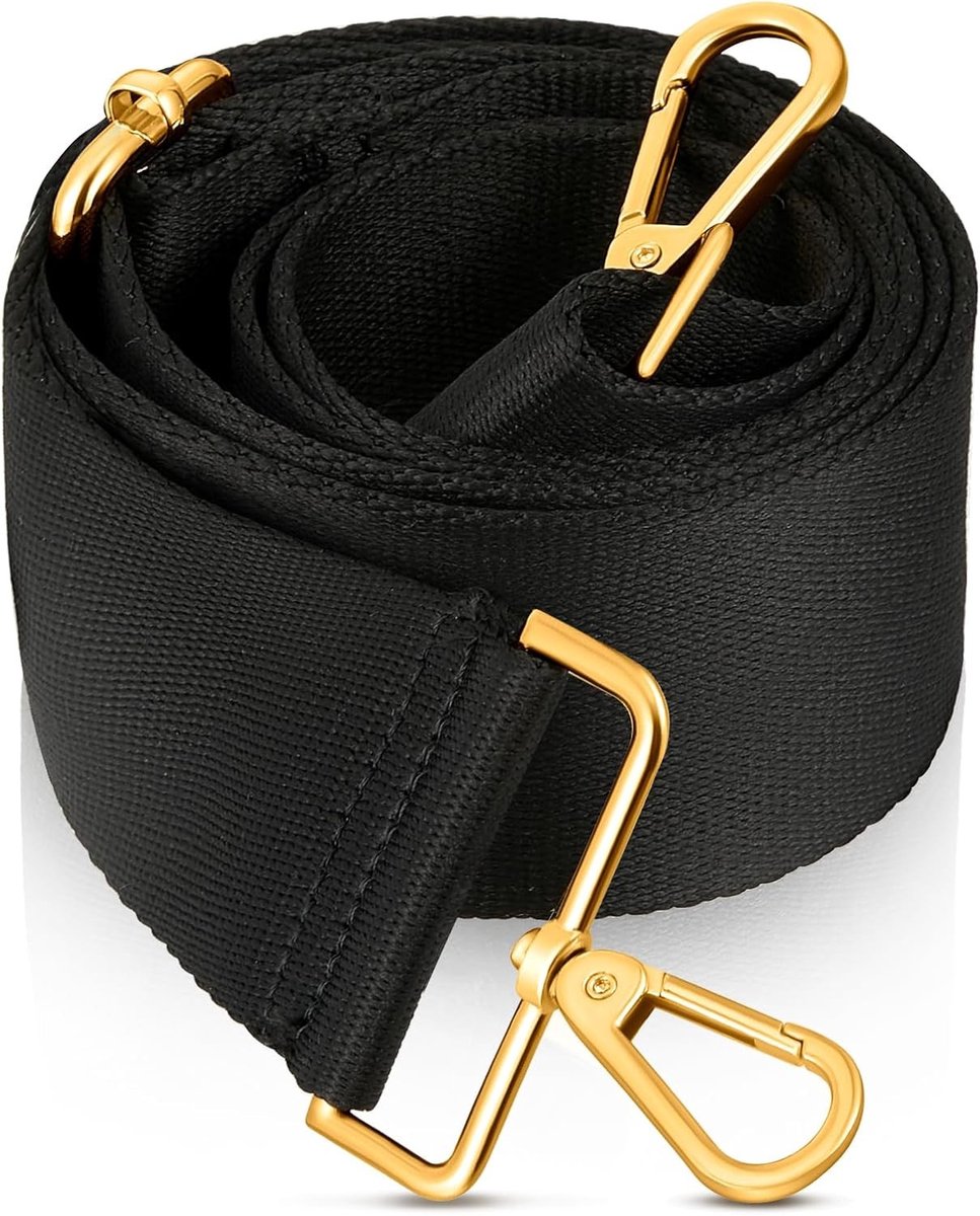 Verstelbare Schouderband voor Handtassen en Luggage - Stevige Crossbody Strap met Gouden Hardware, Zwart, 1.97 Inch, Ideaal voor Dames en Heren
