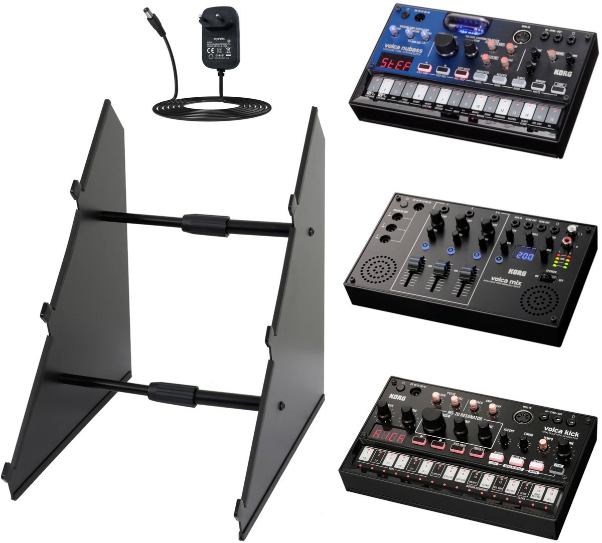 Synthesizer standaard - Innox SynthStand 02 incl. 3 Korg Volca - Multikleur